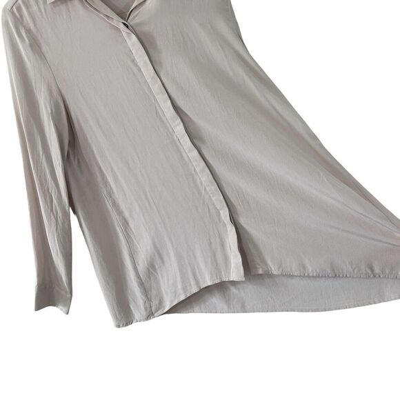 Leo & Sage Large Silk Blouse Tunic Button Front Long Sleeve Top Womens - Picture 7 of 14